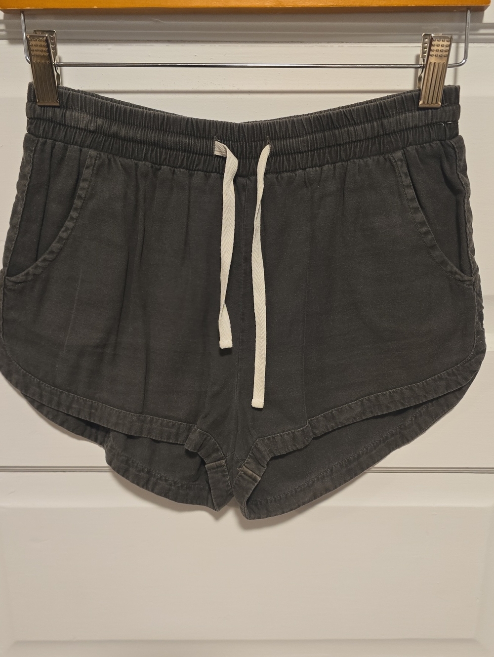 Billabong Charcoal Drawstring Athletic Shorts with White Drawcord